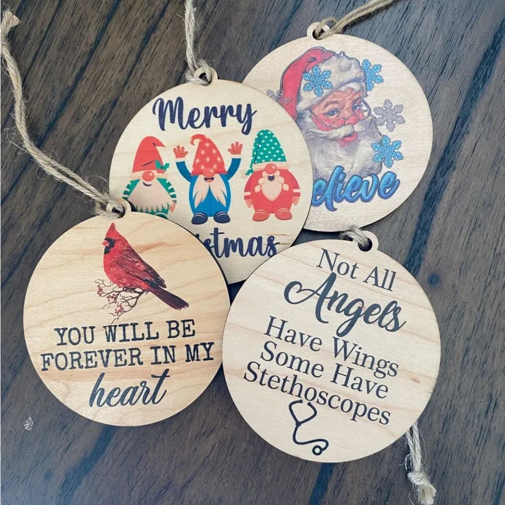 “Believe” Jolly Santa wooden Christmas ornament